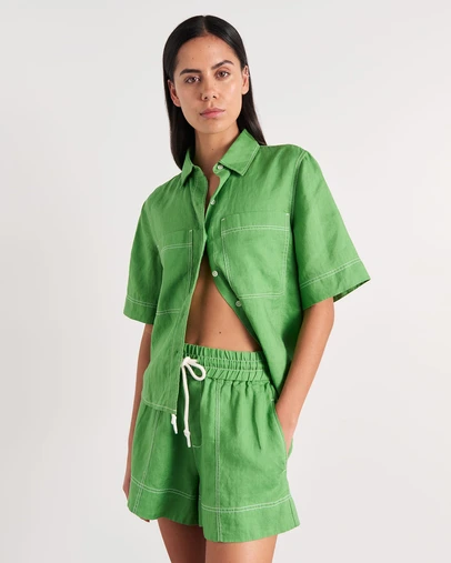 Jag - Gigi Linen Relaxed Short Sleeve Shirt