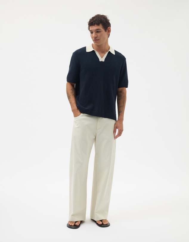 AERE - Contrast Collar Relaxed Cotton Polo