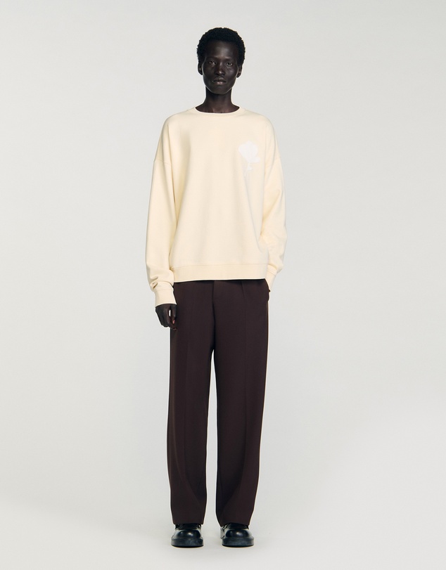 Sandro - Layered Flower Crewneck Sweatshirt