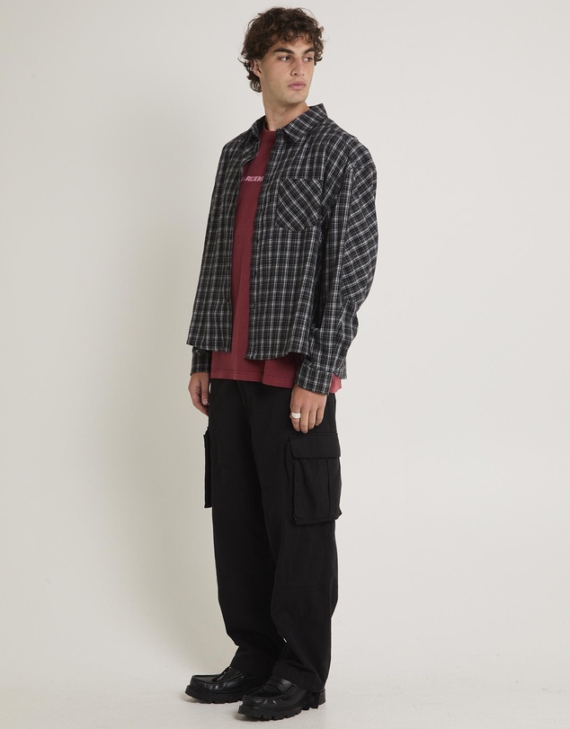 Black Noise White Rain - Johan Flannel Long Sleeve Shirt