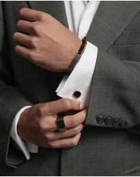 Najo - Aviator Carbon Fibre & Steel Square Cufflink