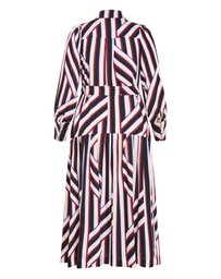 City Chic - Plus size Timeless Stripe Long Sleeve Maxi Dress - bone
