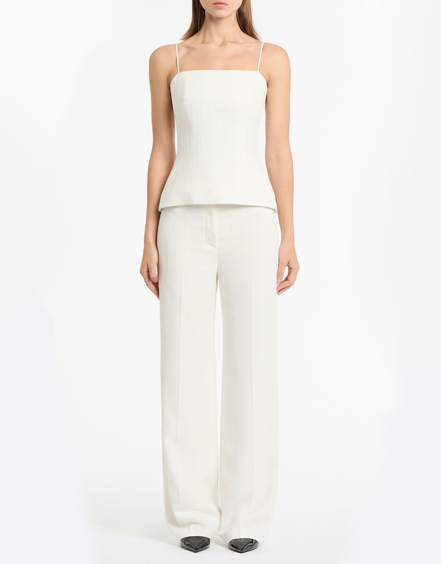 Carla Zampatti - Ivory Starlight Twill Tuck Front Pant