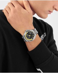 Plein Sport - Plein Rampage 44mm Black dial and Black Yellow Silicone strap