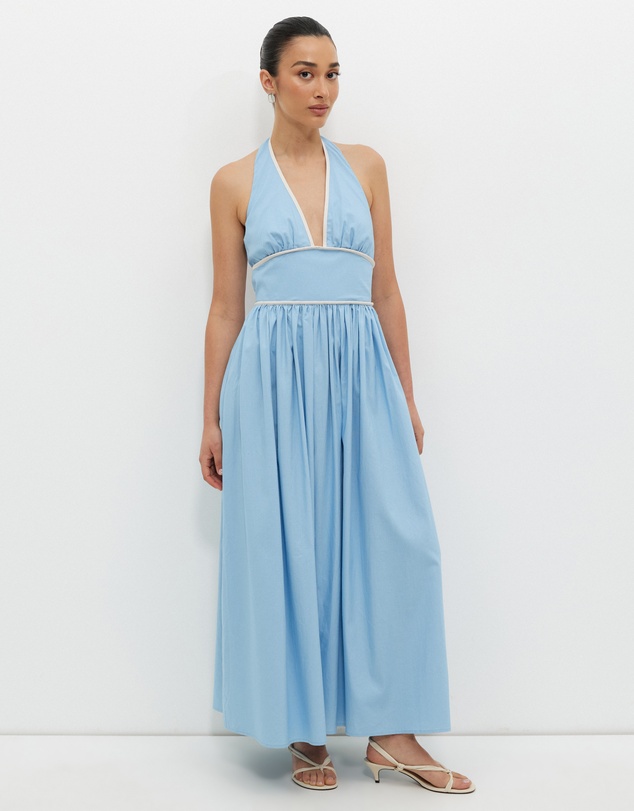 Calli - Contrast Bind Halter Midi Dress