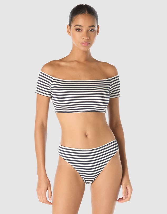 Michael Kors - St. Tropez Stripe High Cut Bikini Bottom