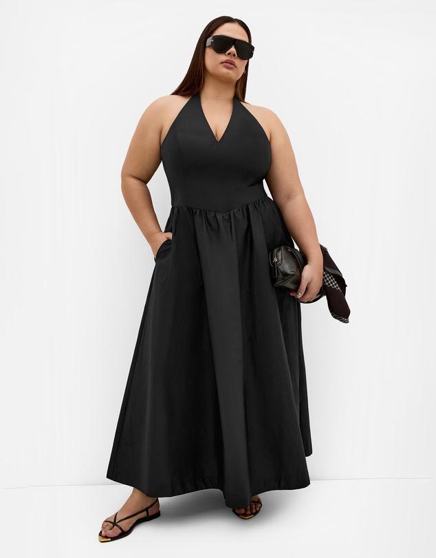 City Chic - Plus size Roza Halter Maxi Dress - black