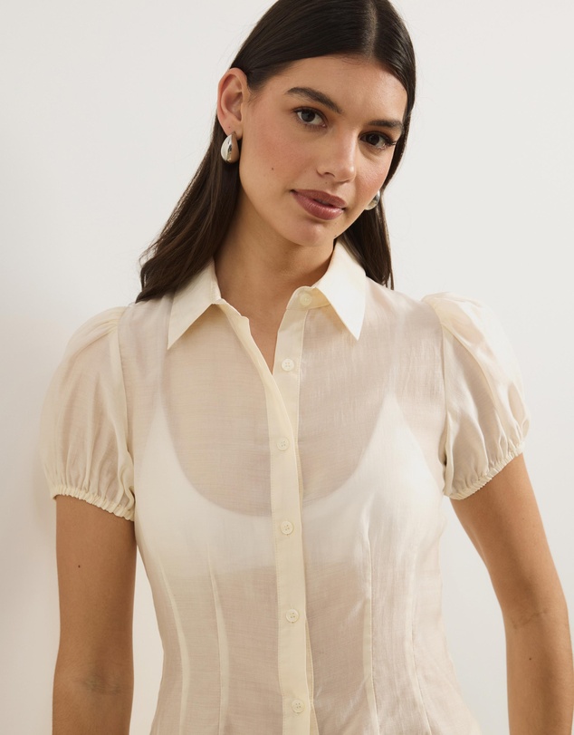 Atmos&Here - Kaia Organza Shirt With Removable Cami