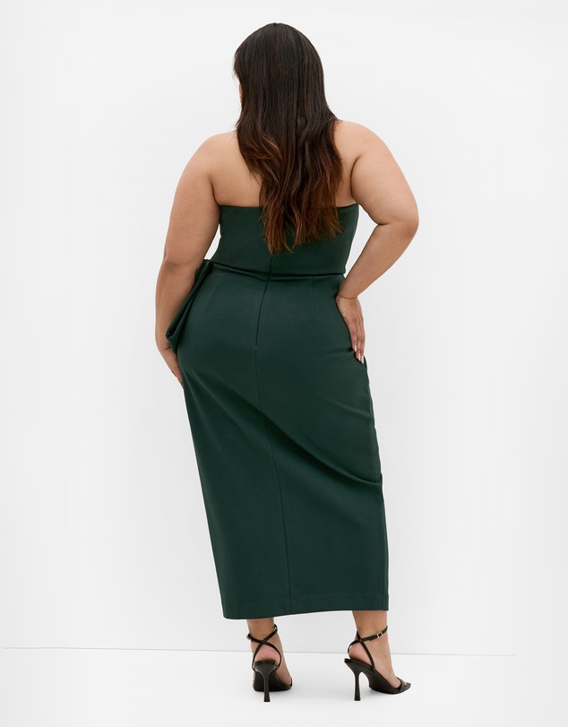 City Chic - Plus size Camellia Strapless Midi Dress - forest