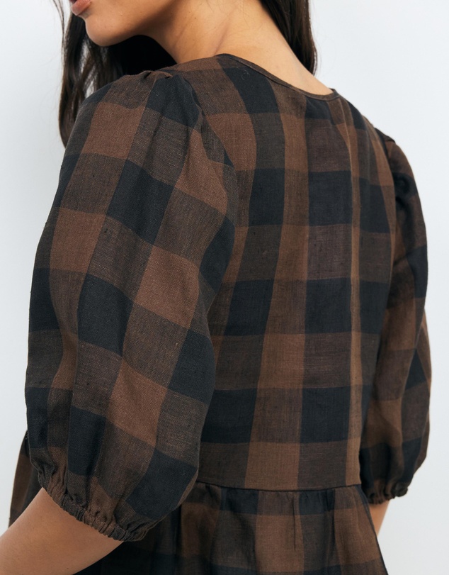 AERE - Inka Linen Gingham Top
