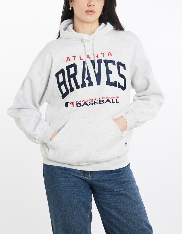 Vintage by The Real Deal - Pre Loved - Vintage 90s Russell Athletic MLB Atlanta Braves Hooded Sweatshirt