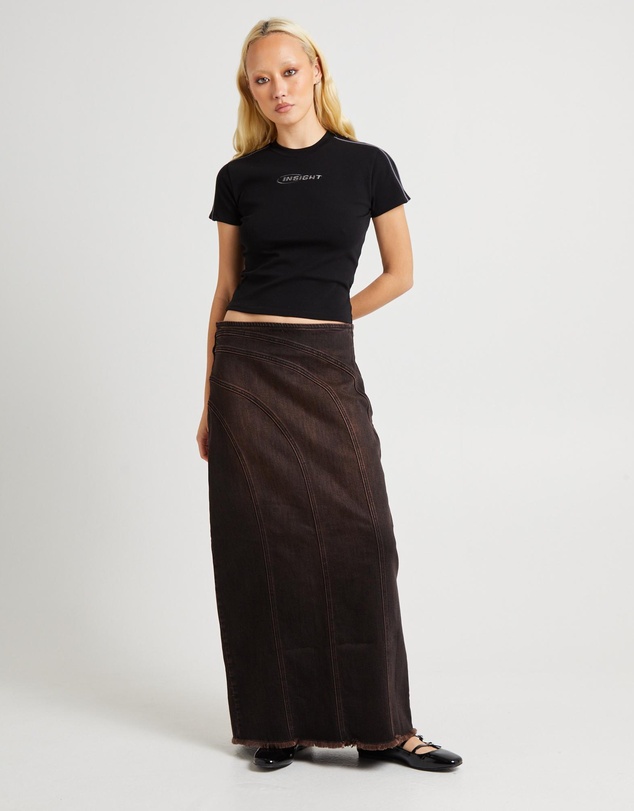 Insight - Panelled Denim Maxi Skirt