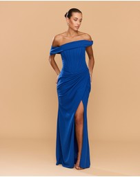 CATHERINE FERRARO - Sapphire Off Shoulder Gown