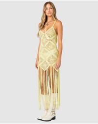 EDIKTED - Fringey Crochet Maxi Dress