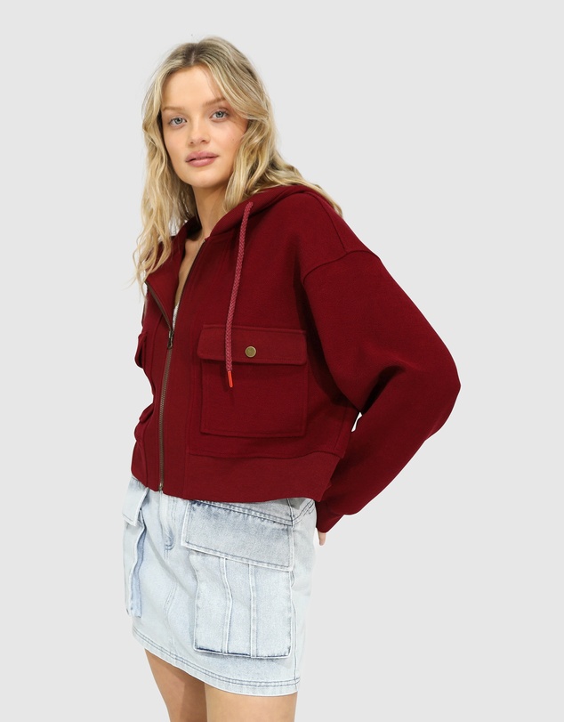 Belle & Bloom - Fireside Cropped Utility Zip Jacket