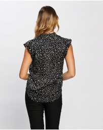 Atmos&Here - Ruffle Neck Button Through Top