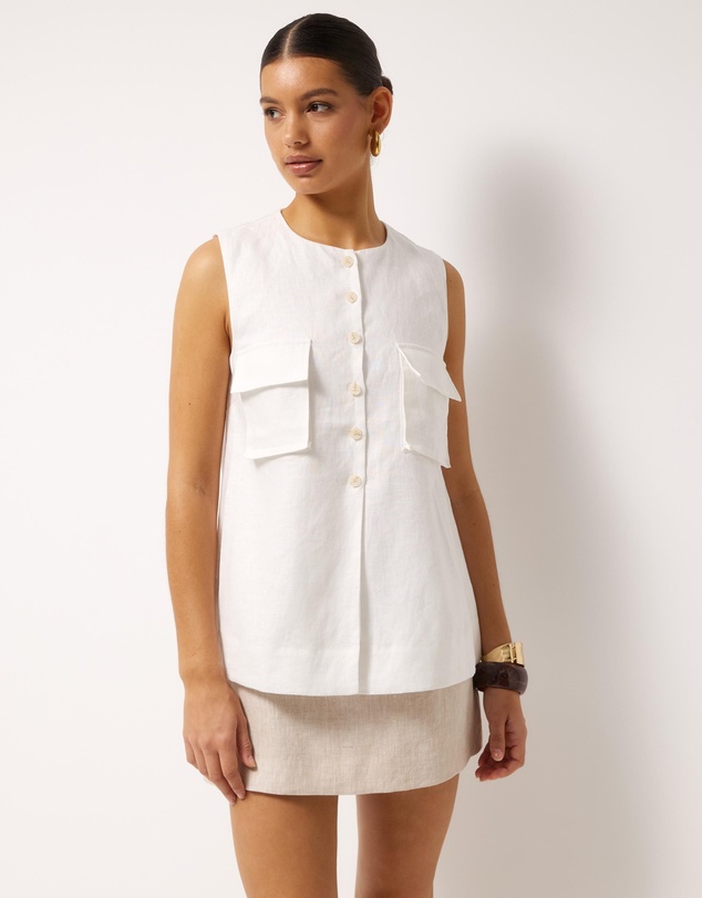 AERE - Patch Pocket Relaxed Linen Tank