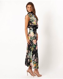 Petal & Pup - Anabelle Halter Neck Midi Dress - Black Floral