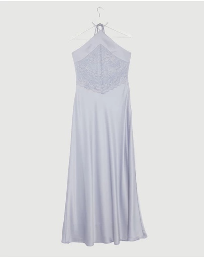 Revibe - Repaired CHANCERY Georgie Halter Neck Lace Panelled Maxi Dress - AU 12