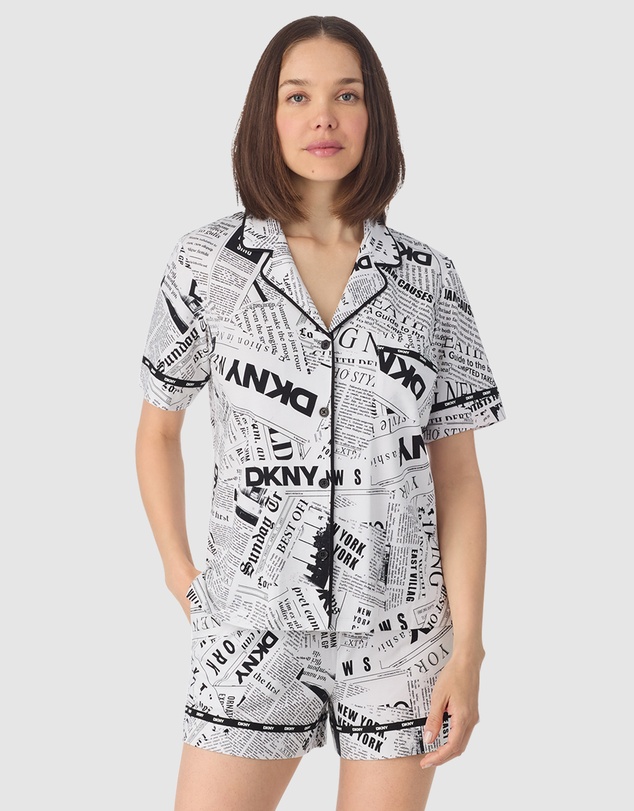 DKNY - Cotton Jersey Short Sleeve Button-Up Short Pyjama Set
