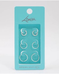 Lovisa - Sterling Silver Mixed Thick Hoop Earrings Pack