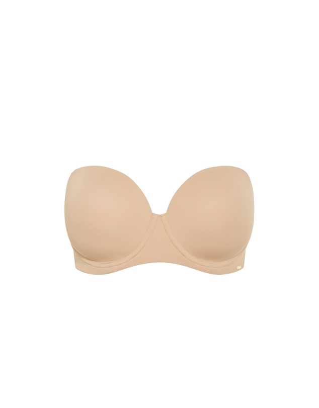 City Chic - Plus Size Luxe Microfibre Strapless Bra - cafe