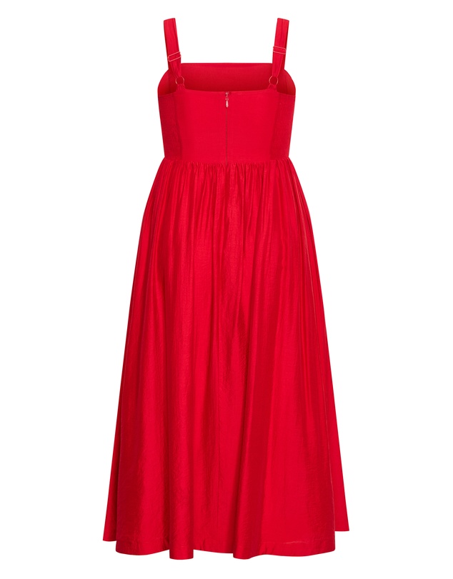 City Chic - Plus size Jia Basque Waist Midi Dress - red