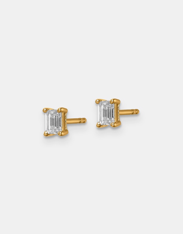 Zoe Olivia - 9K Gold Emerald Lab Grown Diamond Stud Earrings