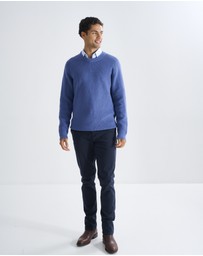 3 Wise Men - 3 Wise Men Drake Crew Neck Wool Blend Knit - Vintage Blue