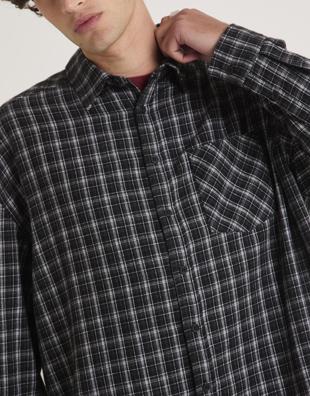 Black Noise White Rain - Johan Flannel Long Sleeve Shirt