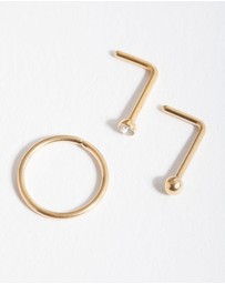 Lovisa - Surgical Steel Gold Stud Hoop Nose Pack