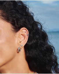 Ania Haie - Ania Haie Silver Textured Bezel-Set Stud Earrings