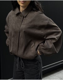 Dazie - Hailey Faux Suede Bomber Jacket