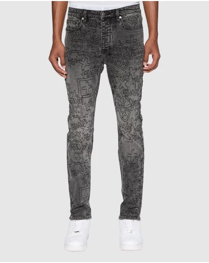 Ksubi - Chitch Stencil Stitch Worn Grey