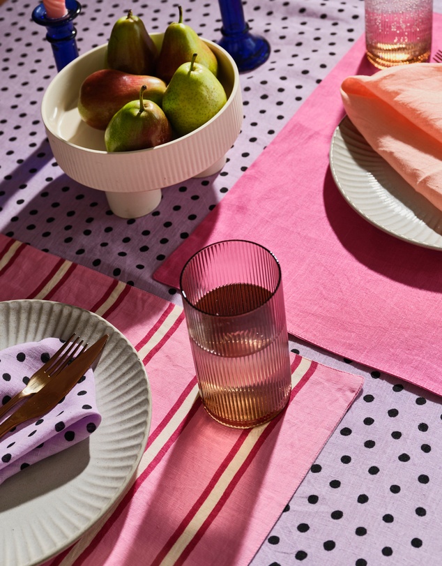 Mosey Me - Raspberry Stripe Placemat Set