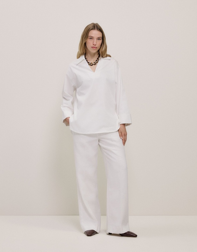 Trenery - Poplin Relaxed Longline Shirt in White
