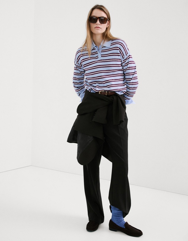 M.N.G - Striped Polo-Neck Sweater