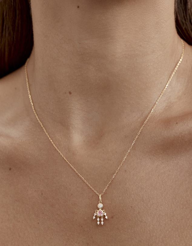 By Charlotte - Tiny Dancer Pendant - Pink Crystal