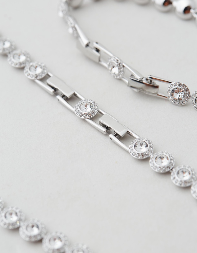 Swarovski - Una Angelic set, Round cut, White, Rhodium plated