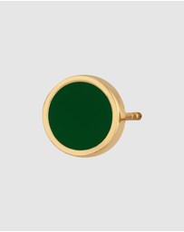 Kuzzoi - ICONIC EXCLUSIVE - Earrings Male Basic Circle Geo Enamel Green 925 Sterling Silver Gold Plated