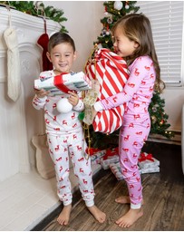 Sant And Abel - Kids Reindeer Pink Long PJ Set