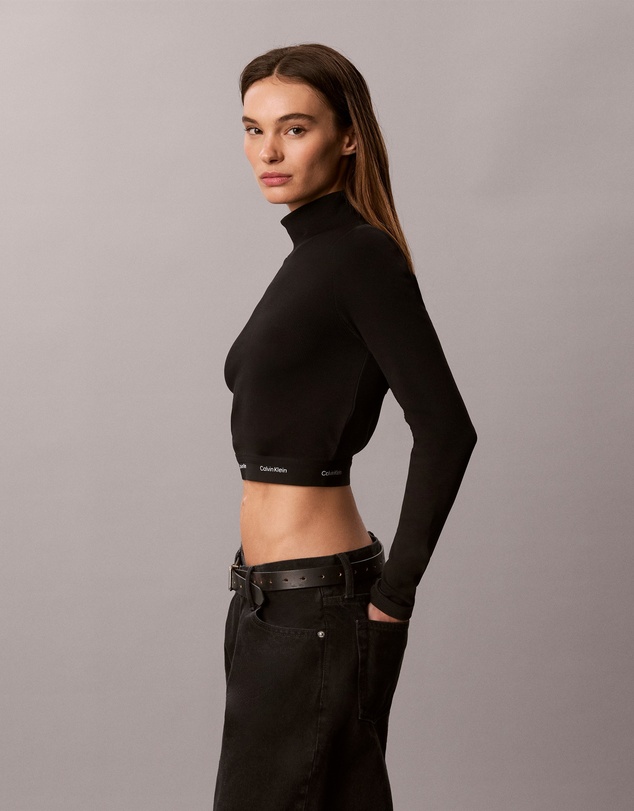 Calvin Klein Jeans - Baby Rib Crop Logo Neck Top