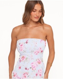 Petal & Pup - Vegas Strapless Maxi Dress - Blue Floral