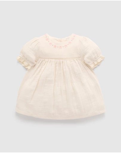 Purebaby - Embroidered Dress-Kids-Babies