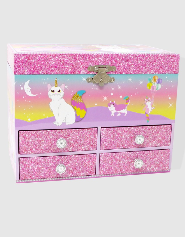 Pink Poppy - Caticorn Dreams Medium Musical Jewellery Box