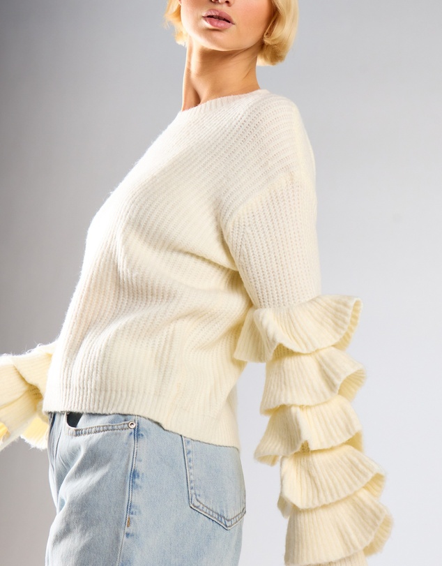 Glamorous - Tiered Ruffle Sleeve Sweater
