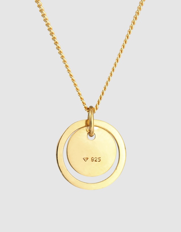 Elli Jewelry - Necklace Circle Pendant Geo Trend Matt Basic in 925 Sterling Silver Gold Plated