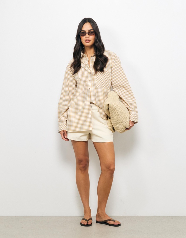 AERE - Luna Mid Rise Denim Shorts