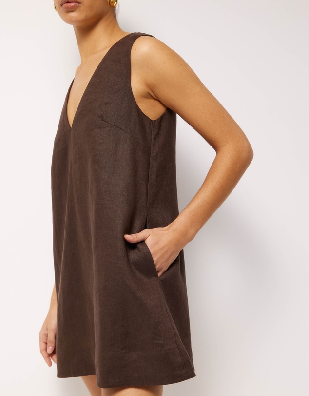 AERE - Eve Mini Linen Shift Dress