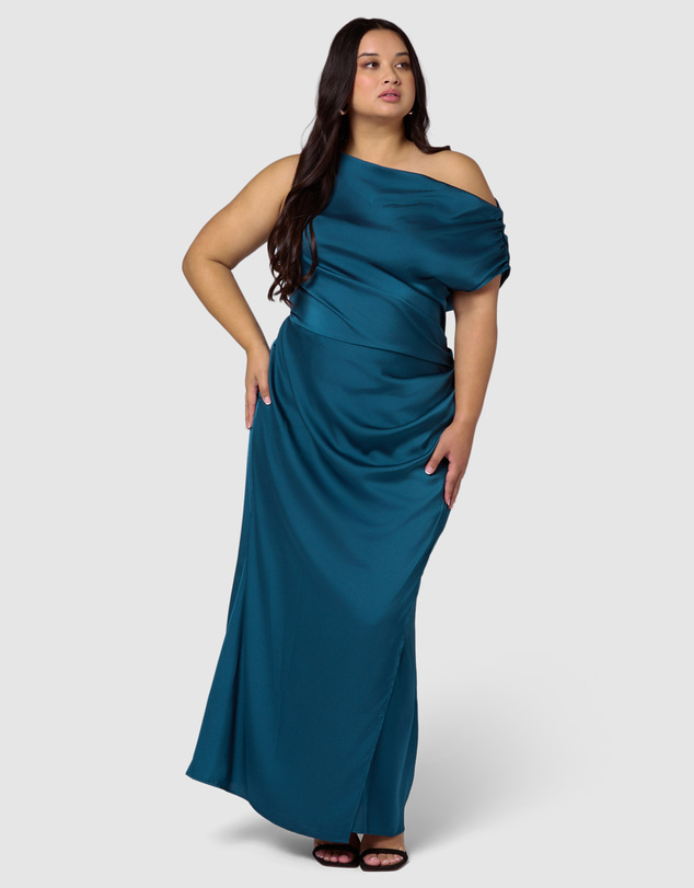 Pink Dusk by Curve Project - Infatuated Satin Maxi Dress